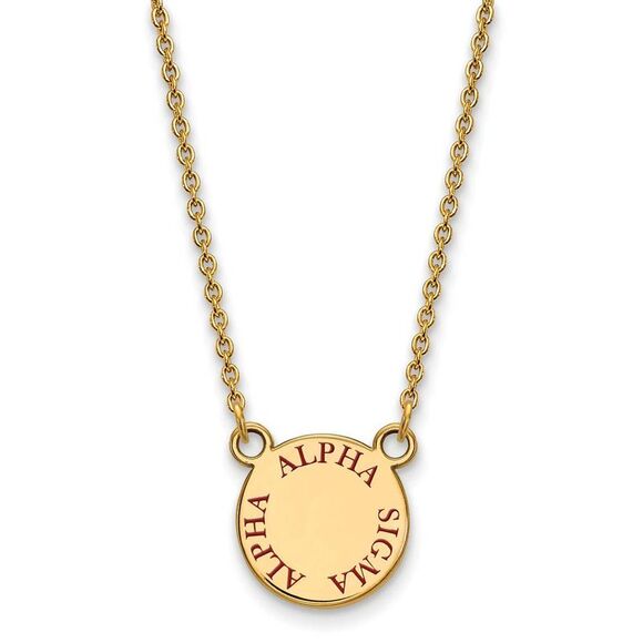 14K Plated Silver Alpha Sigma Alpha Small Enamel Necklace - Picture 1 of 5